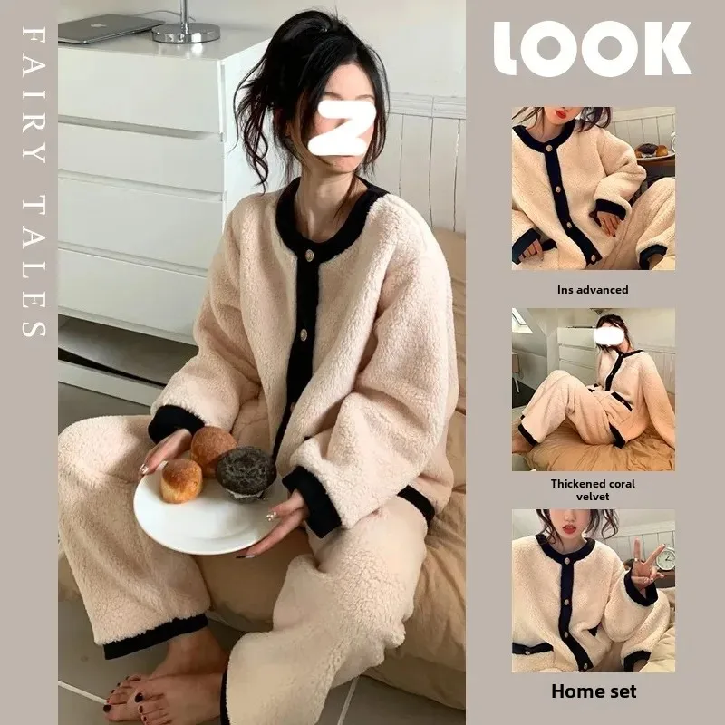 Женский фланелевой пижамный комплект 260 г однотонная зимняя теплая удобная