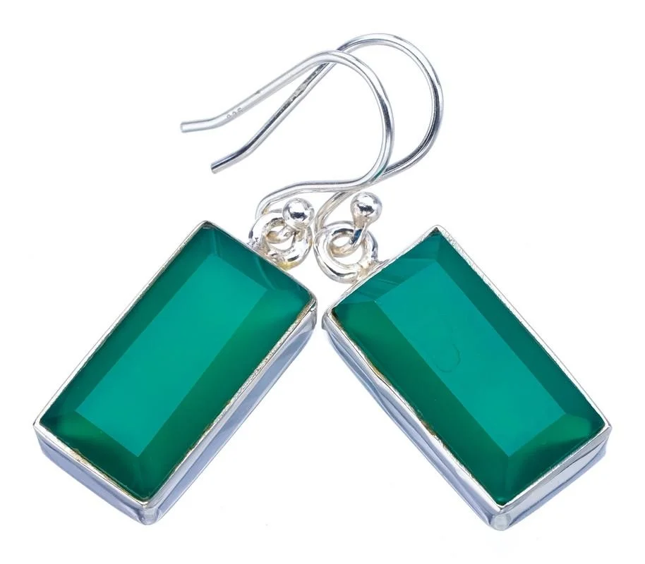 Серьги из серебра 1 25 дюйма F6035 с украшениями в виде звезд хризопразы ручной