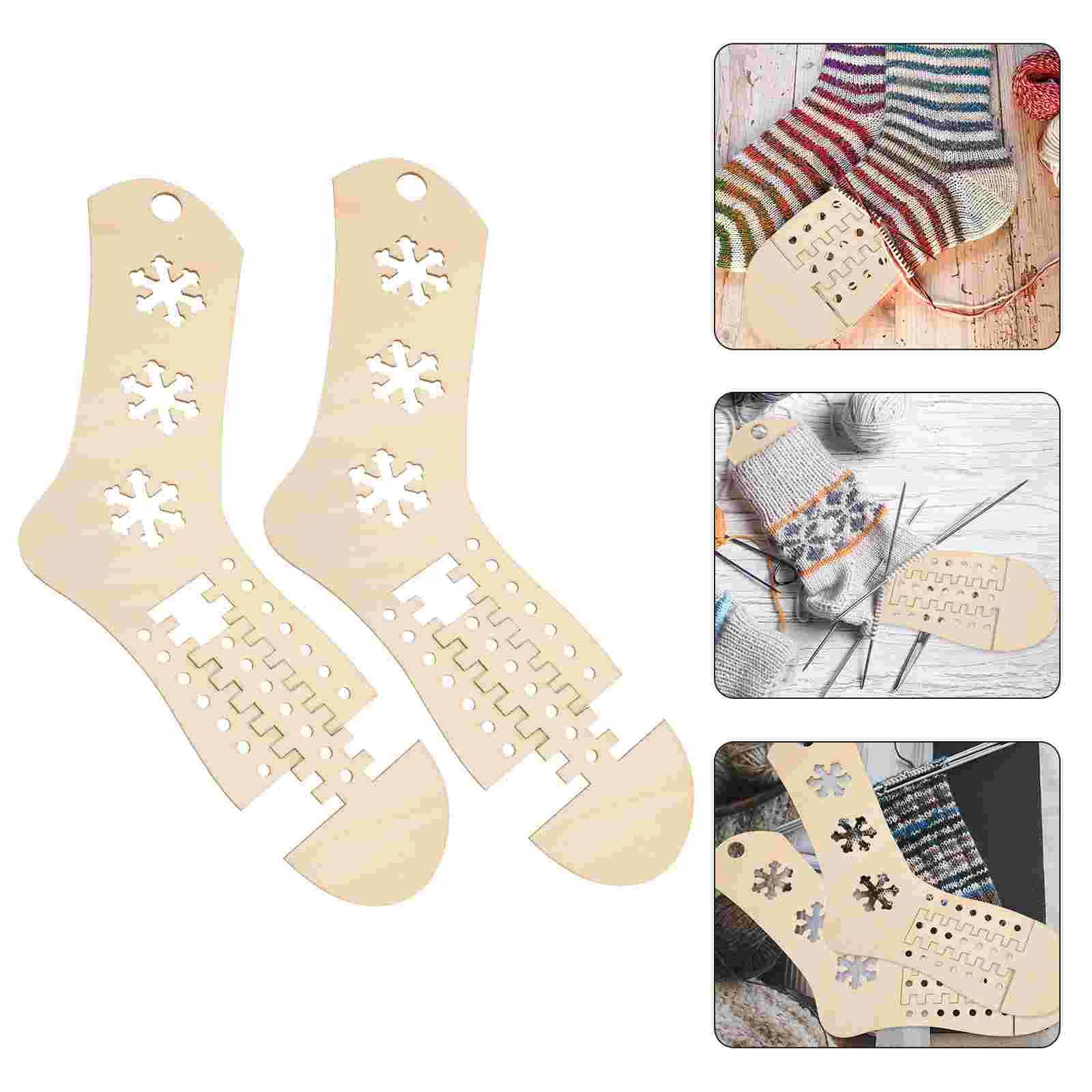 

2 Pcs Braiding Tool Hand Knitting Sock Molds DIY Blockers Hollow Form Wood Wooden Woven Stocking Display Models Crochet Socks