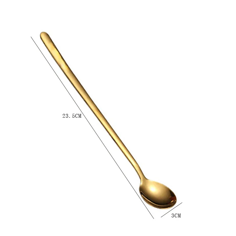 

Набор посуды из нержавеющей стали 304, ложка, чайная ложка, десертные кофейные ложки для мороженого, кухонные аксессуары, инструменты для бара, новая длинная ручка