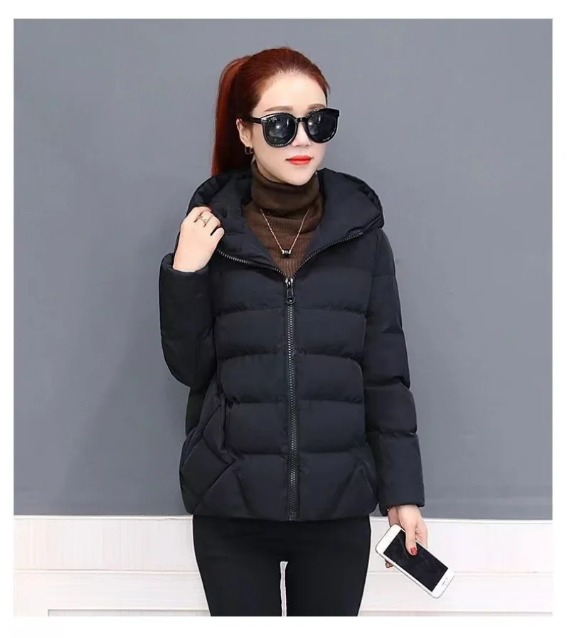 Women Jacket Parka Down Cotton Padded Coat 2023 Autumn Winter Slim Short Hooded Warm Thicken Jackets Women's Outerwear Clothing