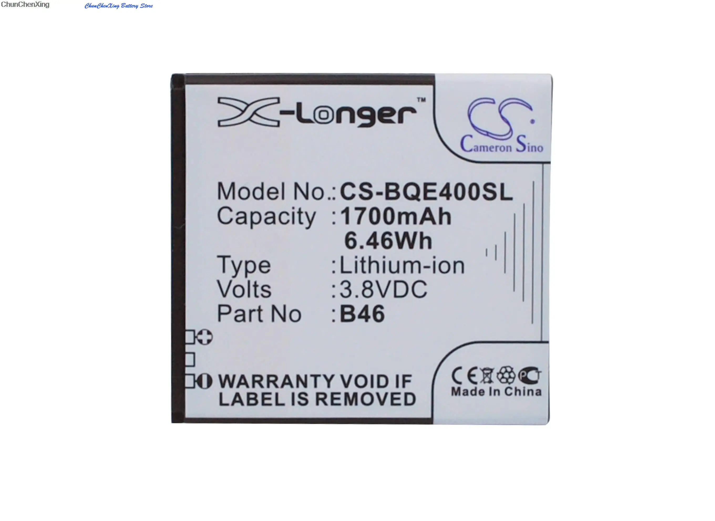 Аккумулятор Cameron Sino 1700 мАч B46 для BQ Aquaris E4