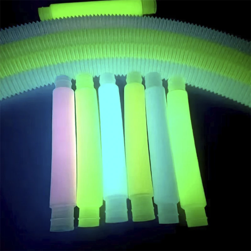 

Luminous Fluorescent Plastic Stretching Tube Coil Children Toys Funny Early Educational Decompression Folding Toy