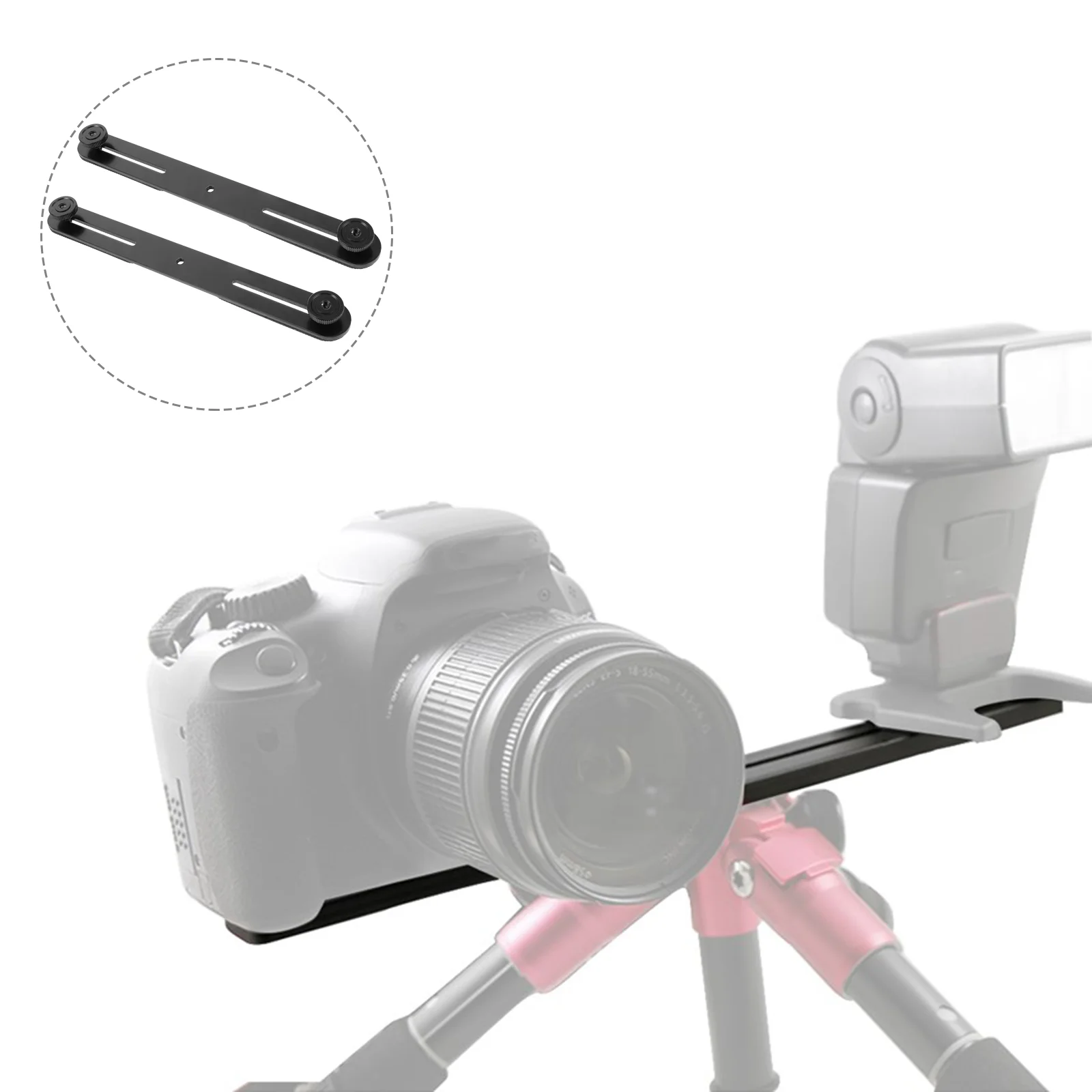 

2 PCS Bracket Flash Light Mic Camera Dual Camera Flash Bracket Microphone Mic Arm Mic Holder