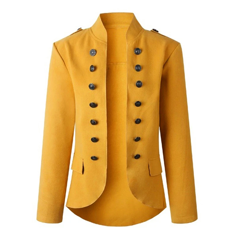 New 2023 Women Jackets Blazer Long Sleeve Row Buckle Yellow Slim Small Suit Femme Hot Style Loose Coat Red Pattern Mujer Suit images - 3