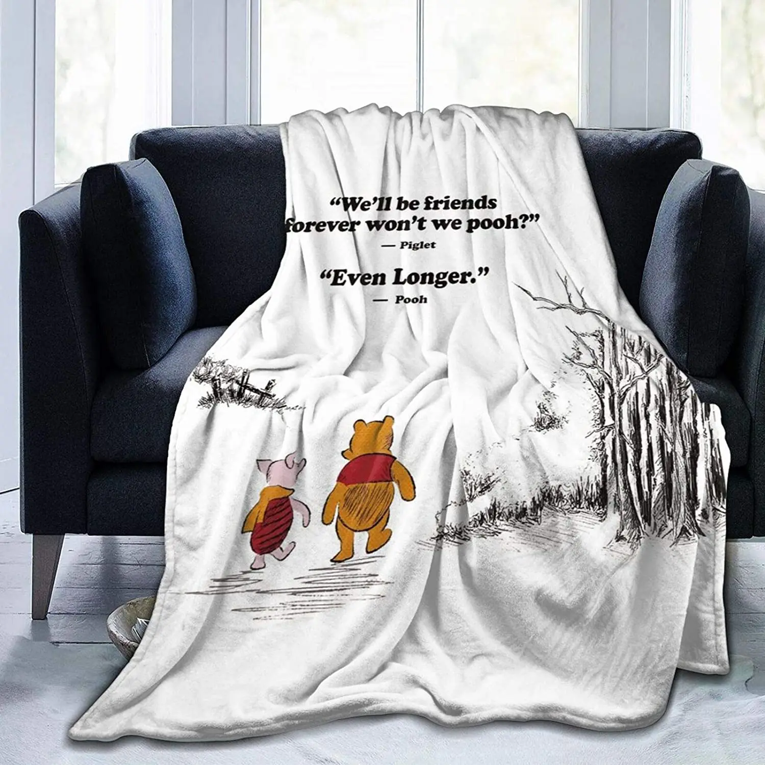 

Funny Classic Bear Piglet Blanket Best Friend Friendship Quote Gift Throw Blanket Warm Comfortable All Season 150x220cm