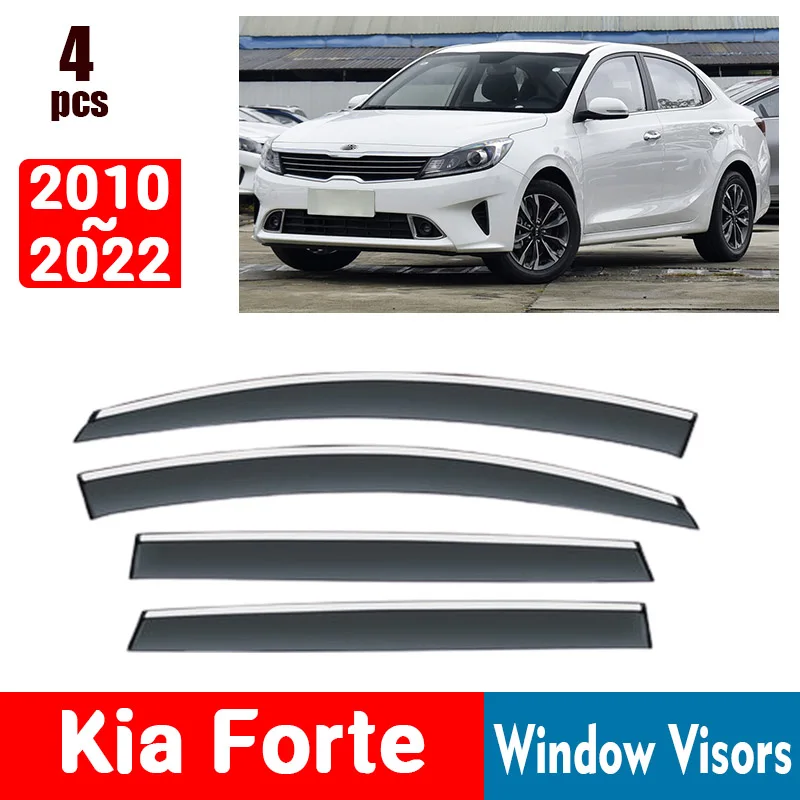 FOR Kia Forte 2010-2022 Window Visors Rain Guard Windows Rain Cover Deflector Awning Shield Vent Guard Shade Cover Trim