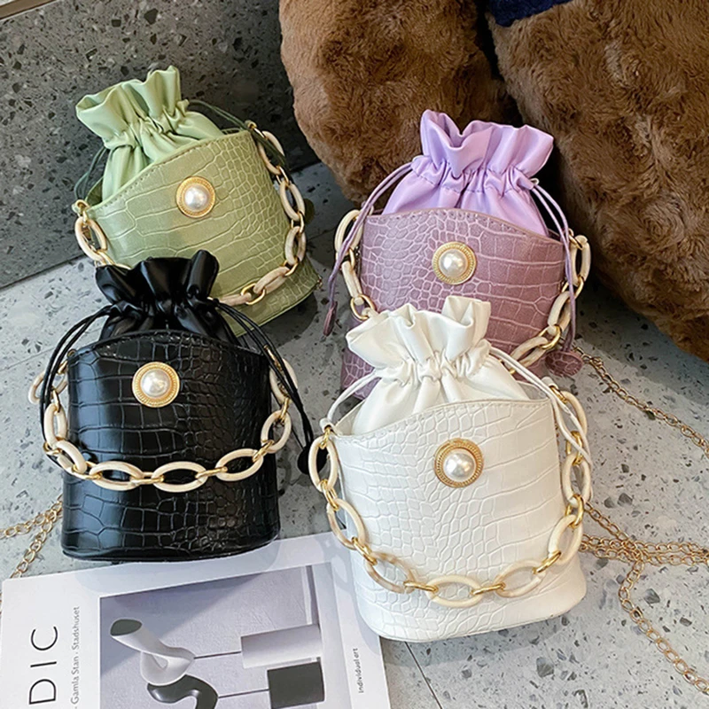 

Маленькие сумки-мессенджеры из искусственной кожи с акриловой цепочкой, женские сумки на шнурке через плечо, модная Изысканная сумка для по...