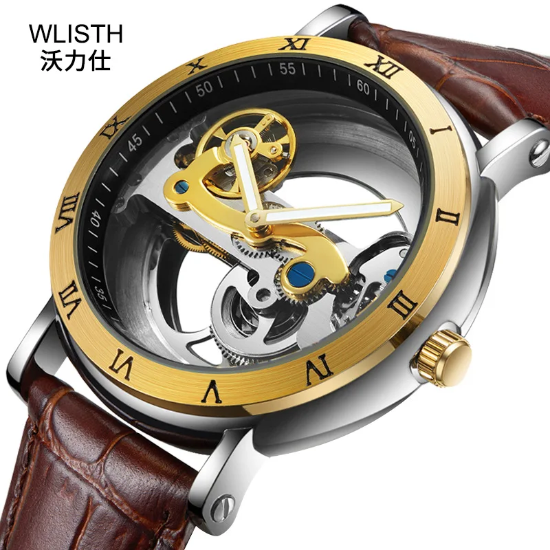 Top Luxury WLISTH Mens Watches Brand Fashion Tourbillon Automatic Mechanical Watch Men Waterproof Skeleton Clock Montre Homme