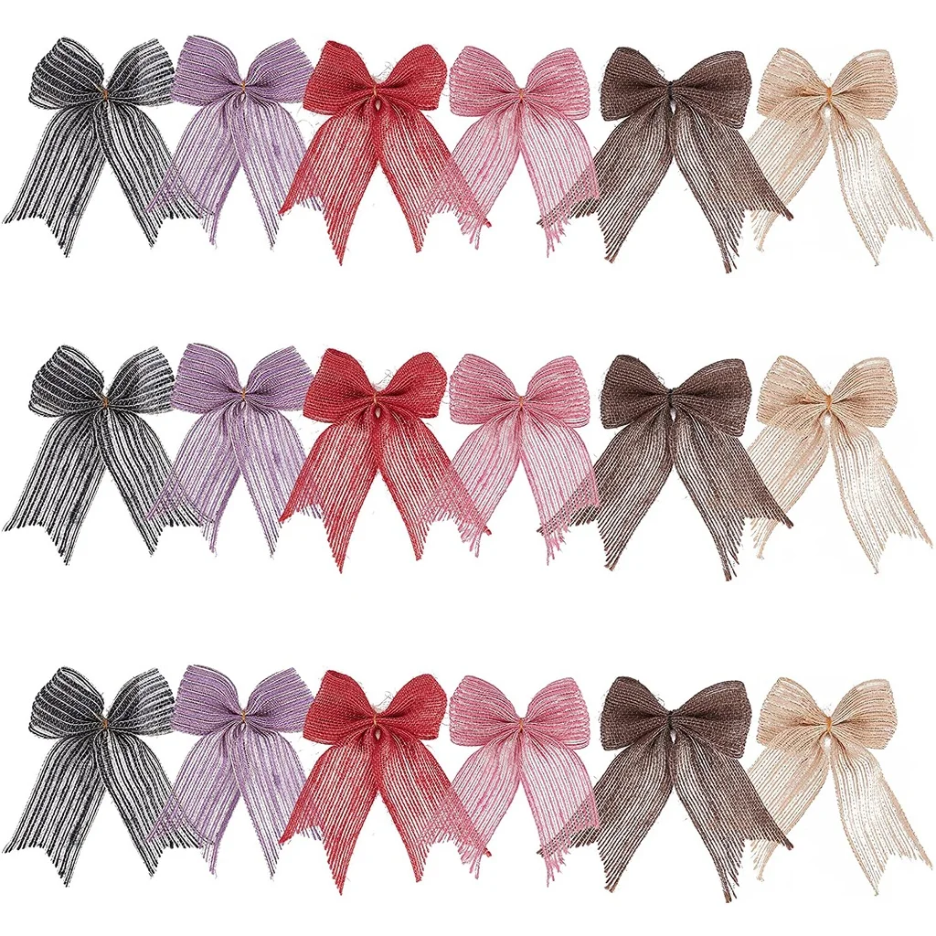 

24 Pcs 16cm Ribbon Bows 6 Colors Fabric Bows Flowers Appliques Bowknot for DIY Crafts Shower Gift Scrapbooking