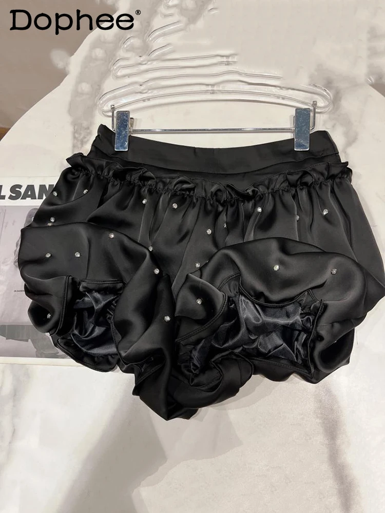 

Женские элегантные шорты с оборками и бриллиантами, новый стиль, темпераментная Мода с высокой талией, весна-лето 2022