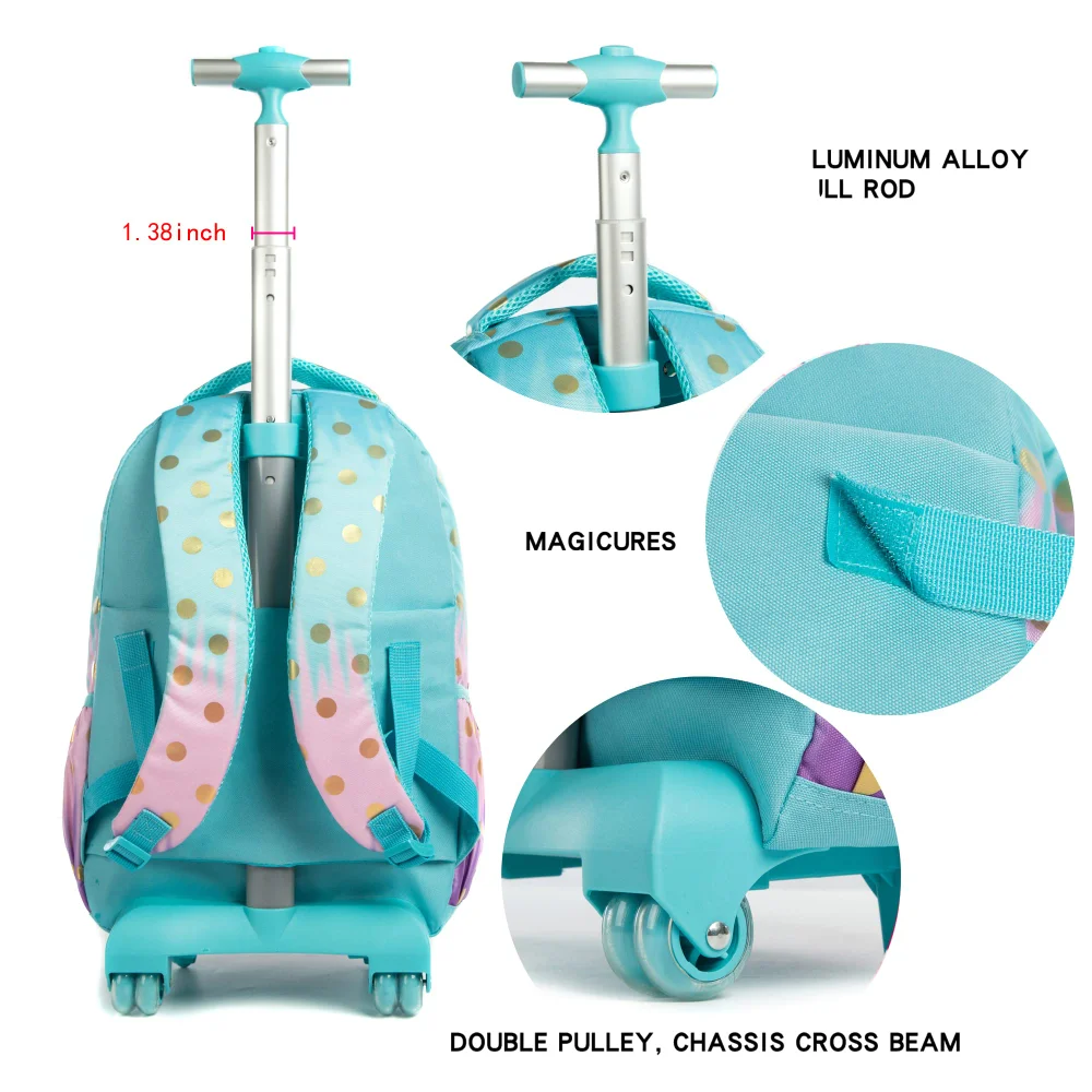 Bikab School Bags for Girls with Wheeled Bag Backpack for Kids Backpacks for School Teenagers Girls Tower School Bags for Girls