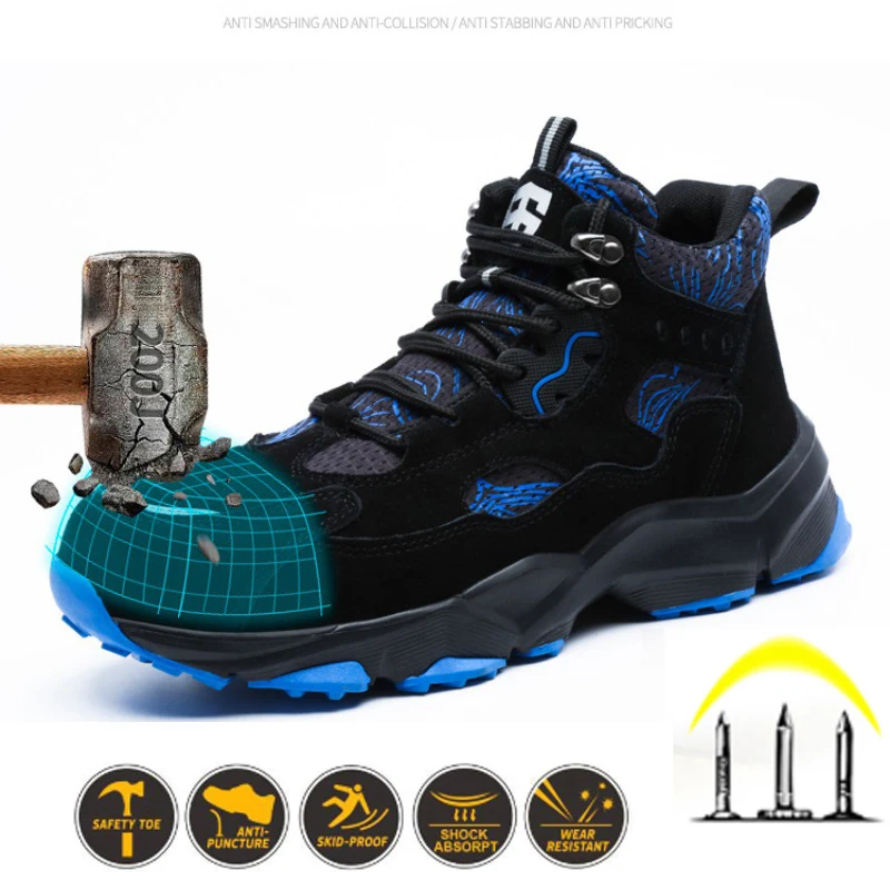 Drop Shipping Men's Indestructible Steel Toe Work Sneakers  Anti-Puncture Safety Shoes Service Tennis Botines Elegantes Mujer