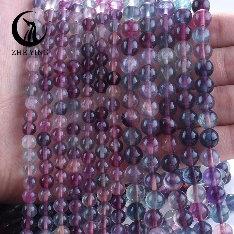 Круглые свободные гладкие бусины из натурального камня радуги флюорита 6/8/10 мм