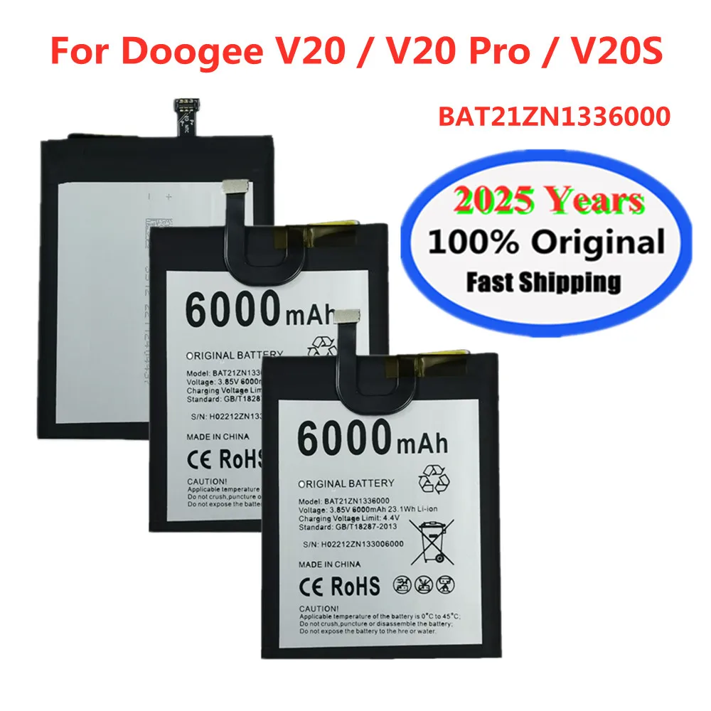 2025 лет 6000 мАч BAT21ZN 1336000 Оригинальный аккумулятор для DOOGEE V20S V20 Pro V20Pro мобильного