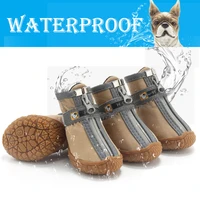 pet dog shoes waterproof wearable for pets pvc soles dog boots with zipper perfect for small medium large dog more comfortable