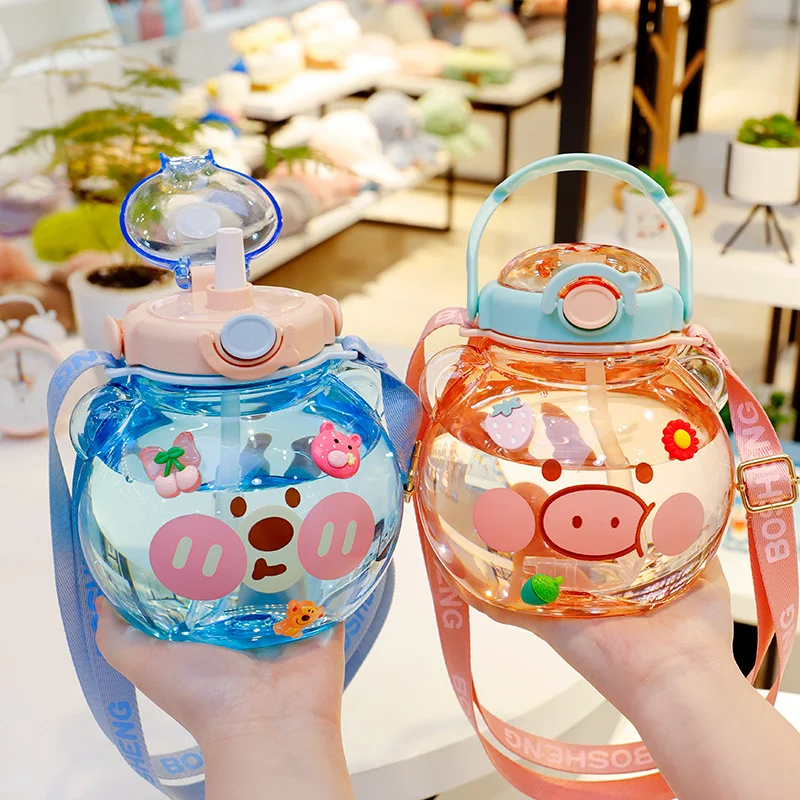 

1430 мл, милая бутылка для воды с медведем, пластиковые бутылки для питья, для спорта на открытом воздухе, бутылка для воды большой емкости