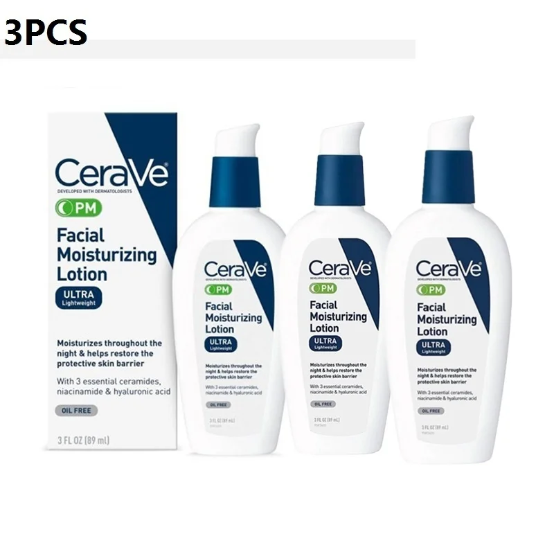 

3PCS CeraVe AM/PM Moisturizing Facial Lotion Day Night Lotion With SPF30 Repair Sensitive Skin Nicotinamide Ceramide Cream 89ml