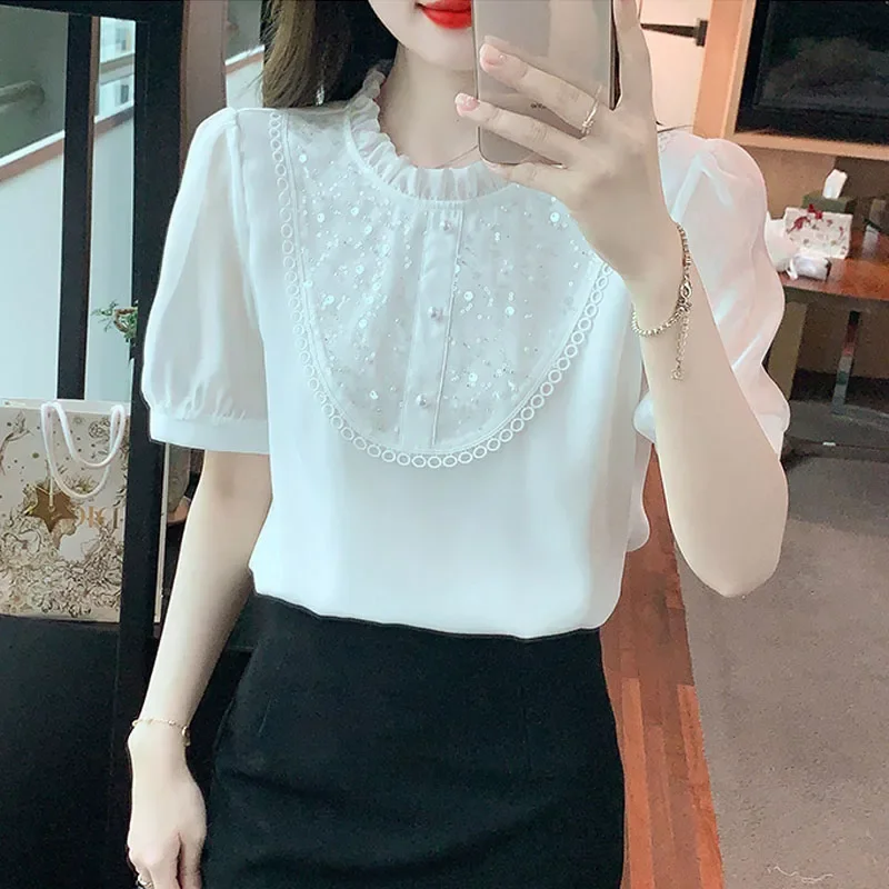 Новинка летняя женская блузка с коротким рукавом рубашка женские топы рубашки