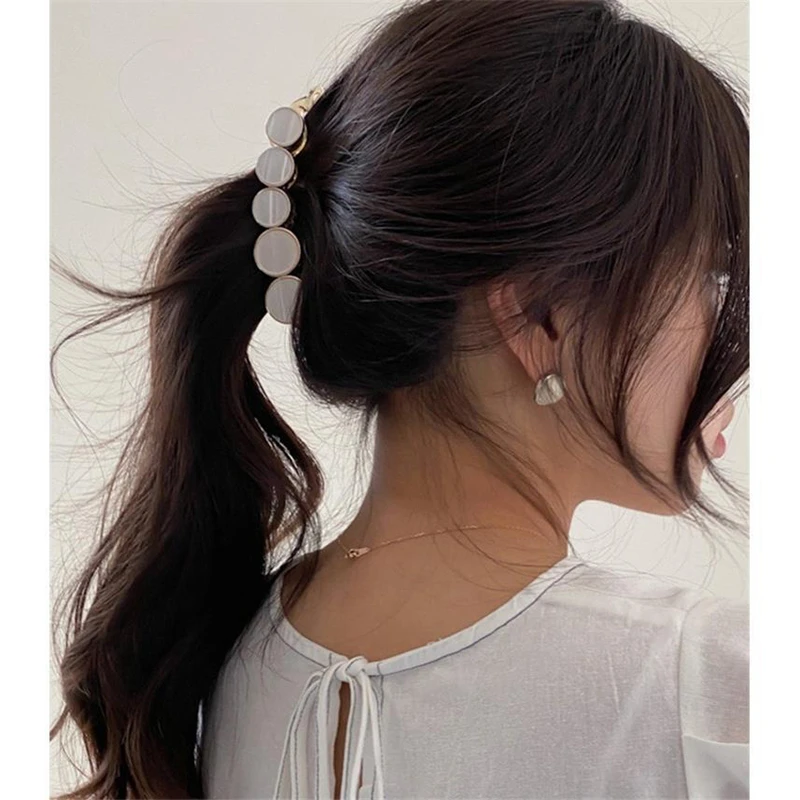 

Imitation Opal Banana Clip Ponytail Hair Clip Ins Style Simple Vertical Clip Elegant Hairpin for Women Girl Hair Accessories