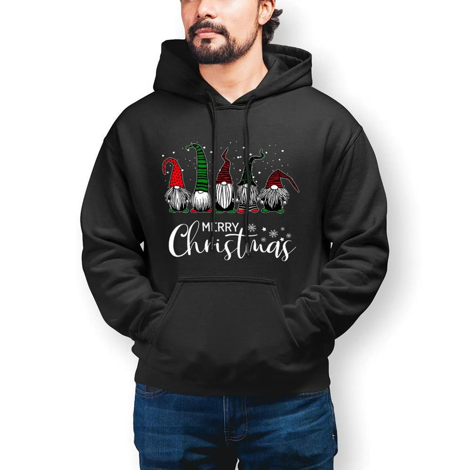 

Fabulous Gnome In Plaid Hats Essentials Hoodies Autumn Merry Christmas Korean Fashion Sweatshirts Men Oversized Pullover Hoodie