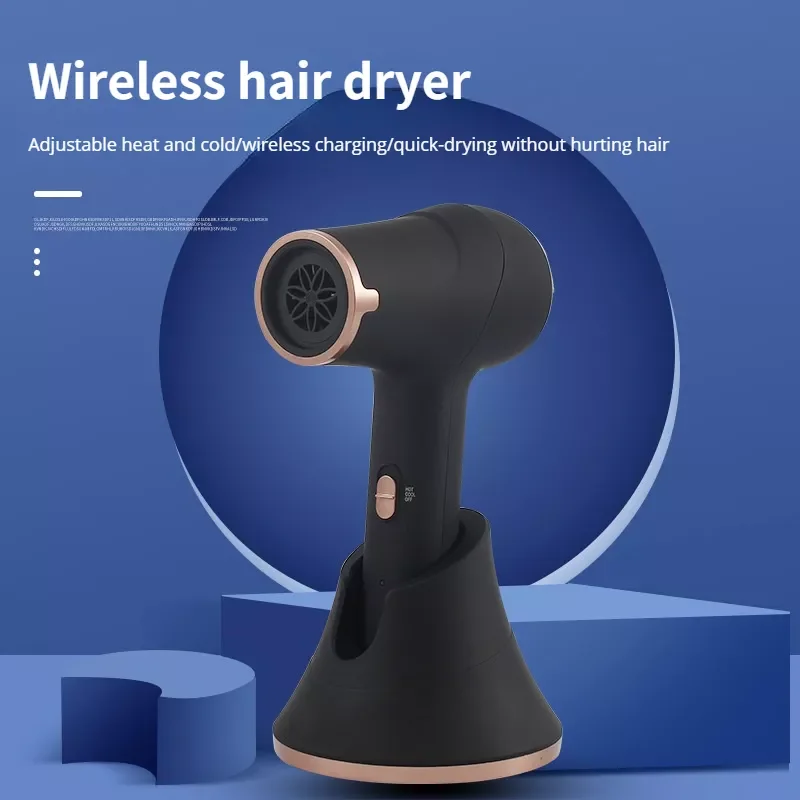 Enlarge Wireless Hair Dryer 300w 110v220v Hot Cold Wind Blowing Cordless Charging Home Use Stylist Diffuser Portable Hair Care Dryer