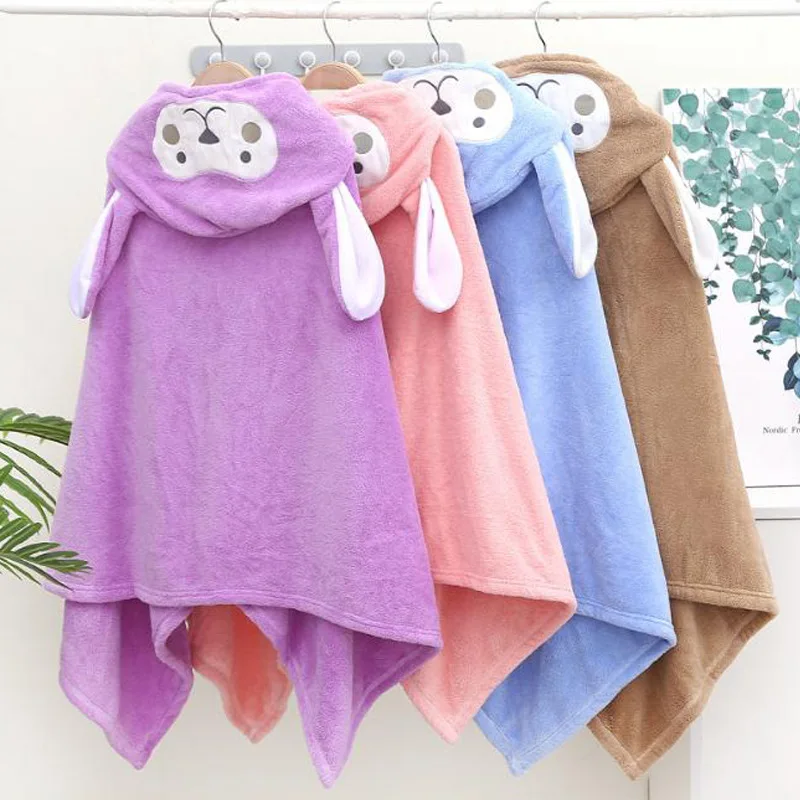 

Baby Hooded Towels Kids Bathrobe Coral Velvet Soft Absorbent Bath Cloak Towel Newborn Cartoon Hug Quilt Sleeping Swaddle Wrap