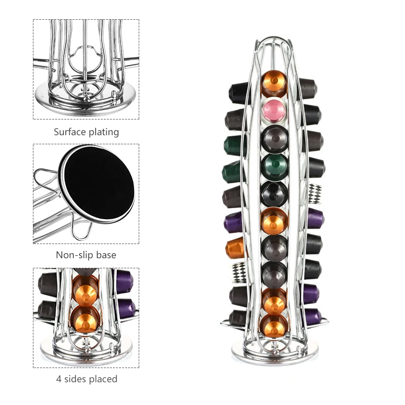 

Practical Coffee Capsule Holder Metal Tower Stand Display Rack For 40 Nespresso Capsules Storage Pod Rack Coffee Tamper Capsulas