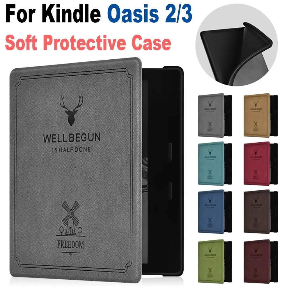 

For Amazon Kindle Oasis 2/3 Smart Cover PU Leather 7 inch E-book Reader Folio Case Protective Shell 9/10th Generation Funda