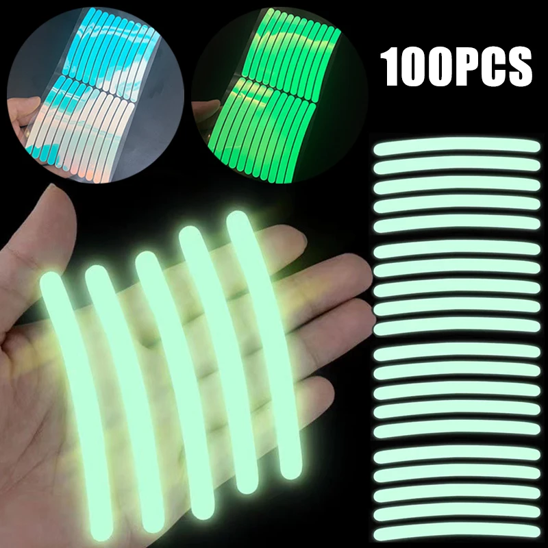 

100Pcs Colorful Car Reflective Strips Sticker Night Safe Driving Decal Stickers Universal Auto Moto Styling Decor Warning Decals