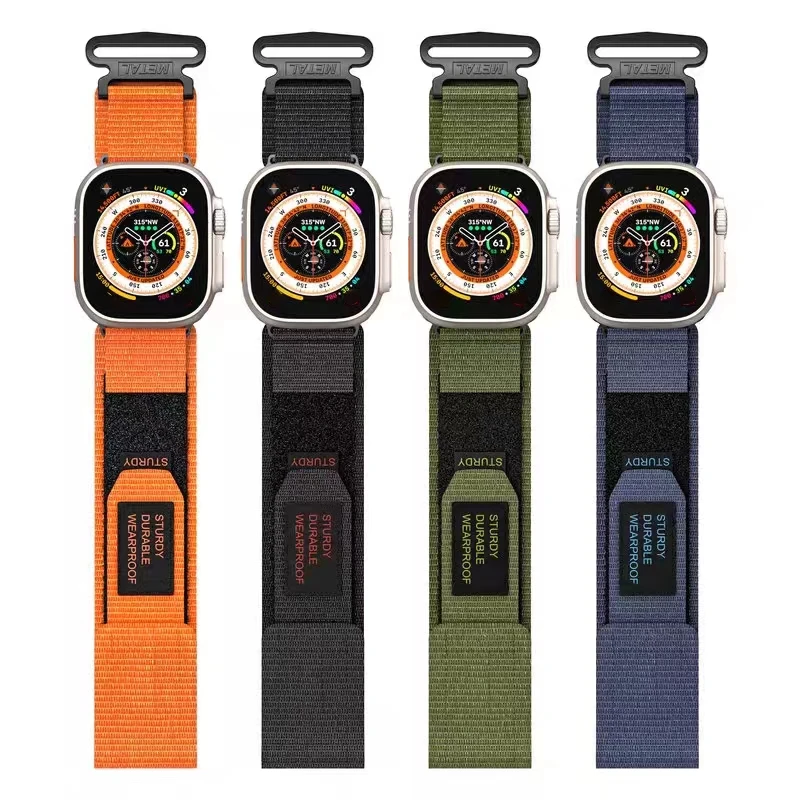 Нейлоновый ремешок для Apple Watch Ultra 2 49 мм 45 44 42 парусиновый спортивный браслет-петля
