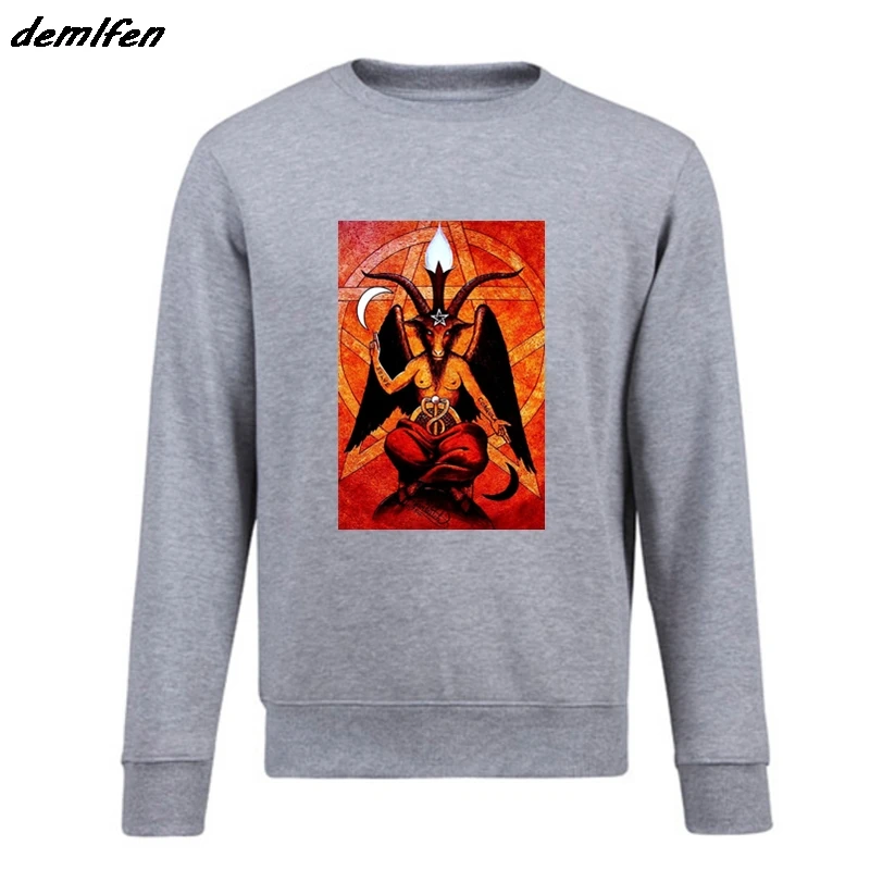 

Baphomet Satan Pentagram Devil Print Hoodie Men pullover O-neck Sweatshirt Cool coat Tops Harajuku Streetwear