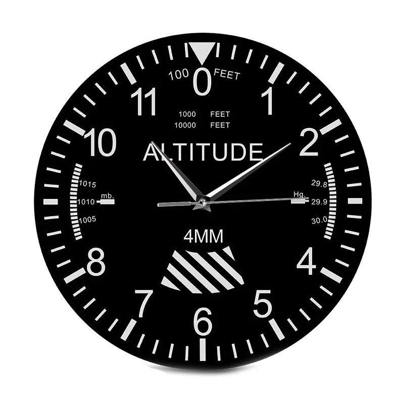 

Altimeter Wall Clock Tracking Pilot Air Plane Altitude Measurement Modern Wall Watch Classic Instrument Home Decor