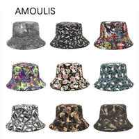 amoulis summer caps for women fashion bucket hats casual sun protection men fisherman hat fashion double sided sun hat unisex