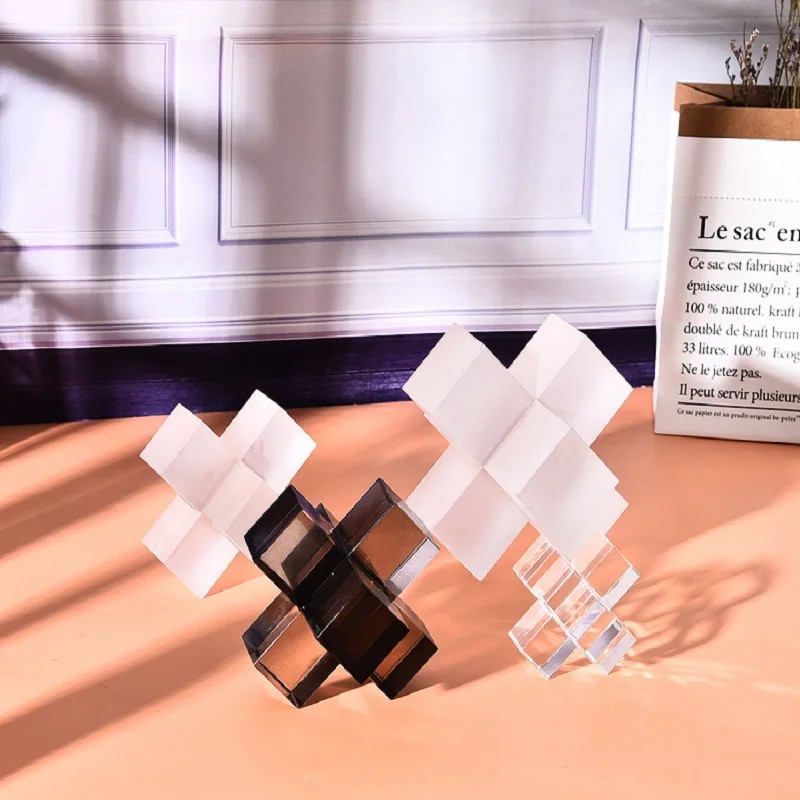 

Прозрачный хрустальный кубик Вышивка крестом простой стиль Матовый орнамент гостиная украшение для дома современные аксессуары