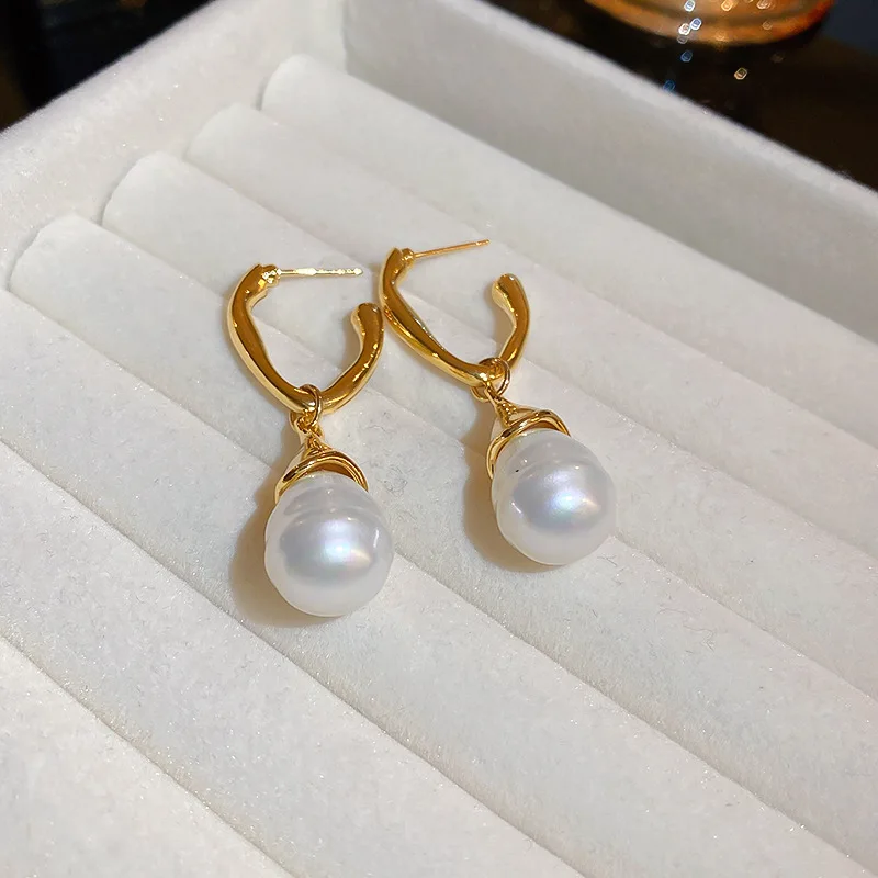 

Minar Classic Water Drop Simulated Pearl Hook Earring for Women Female Gold Color Copper Geometric Dangle Earrings Oorbellen