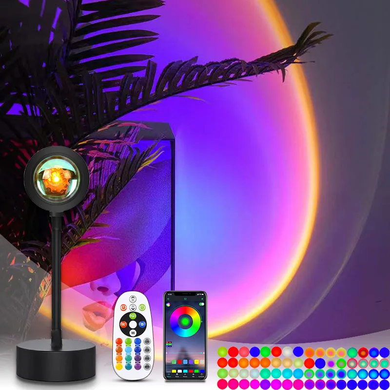 

Светодиодная лампа RGB с проекцией, ночсветильник с дистанционным управлением через приложение, 16 цветов, для дома, спальни, магазина, фоново...