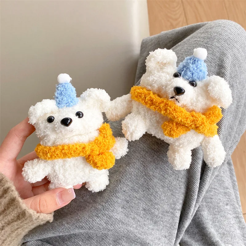 

Cartoon Plush Scarf Hat Cute Bear Case for Apple AirPods 1 2 3 Pro Cases Cover IPhone Bluetooth Earbuds Earphone Air Pods Case