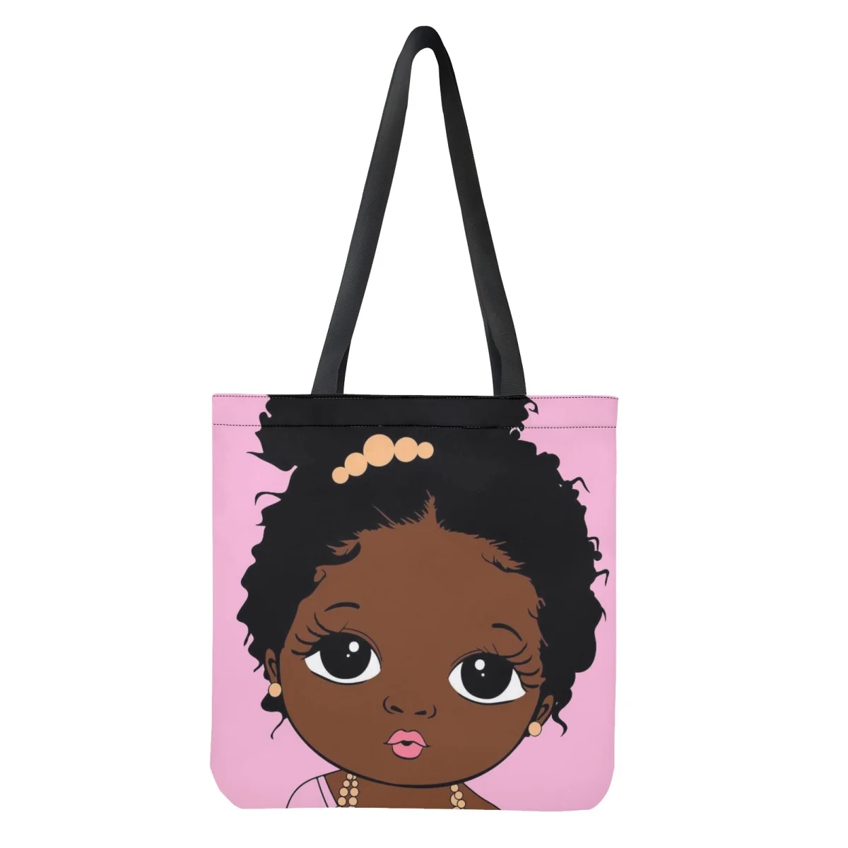 African Girls Pink Shoulder Bags for Women Handbag Culture Design Afro Girl Cute Shopping Storage Student Schoolbags Recycleable
