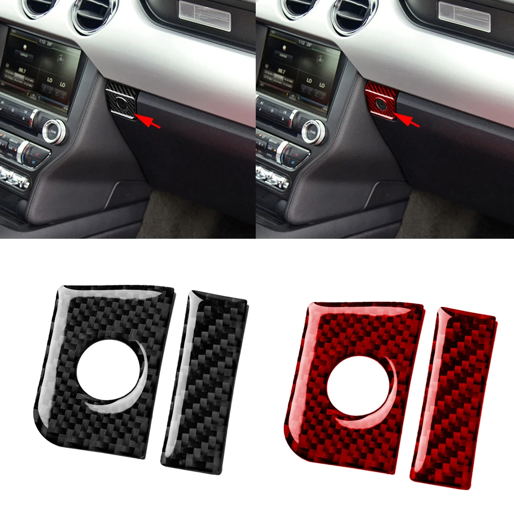 

Коробка для хранения Copilot из углеродного волокна, декоративная крышка для переключателя, наклейки для левого руля Ford Mustang 2015-20, автомобильны...