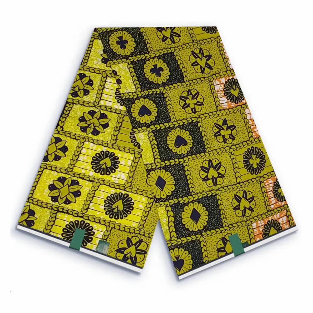 

African Wax Fabric Veritable Nigerian Ankara Block Prints Super High Quality 6 yards Batik 100% Cotton For Party Dress