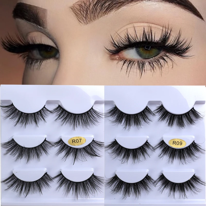 

3 Pairs 3D Faux Mink Eyelashes Natural Multilayer Thick Long False Eyelashes Dramatic Handmade Fake Lashes Makeup Extension Tool