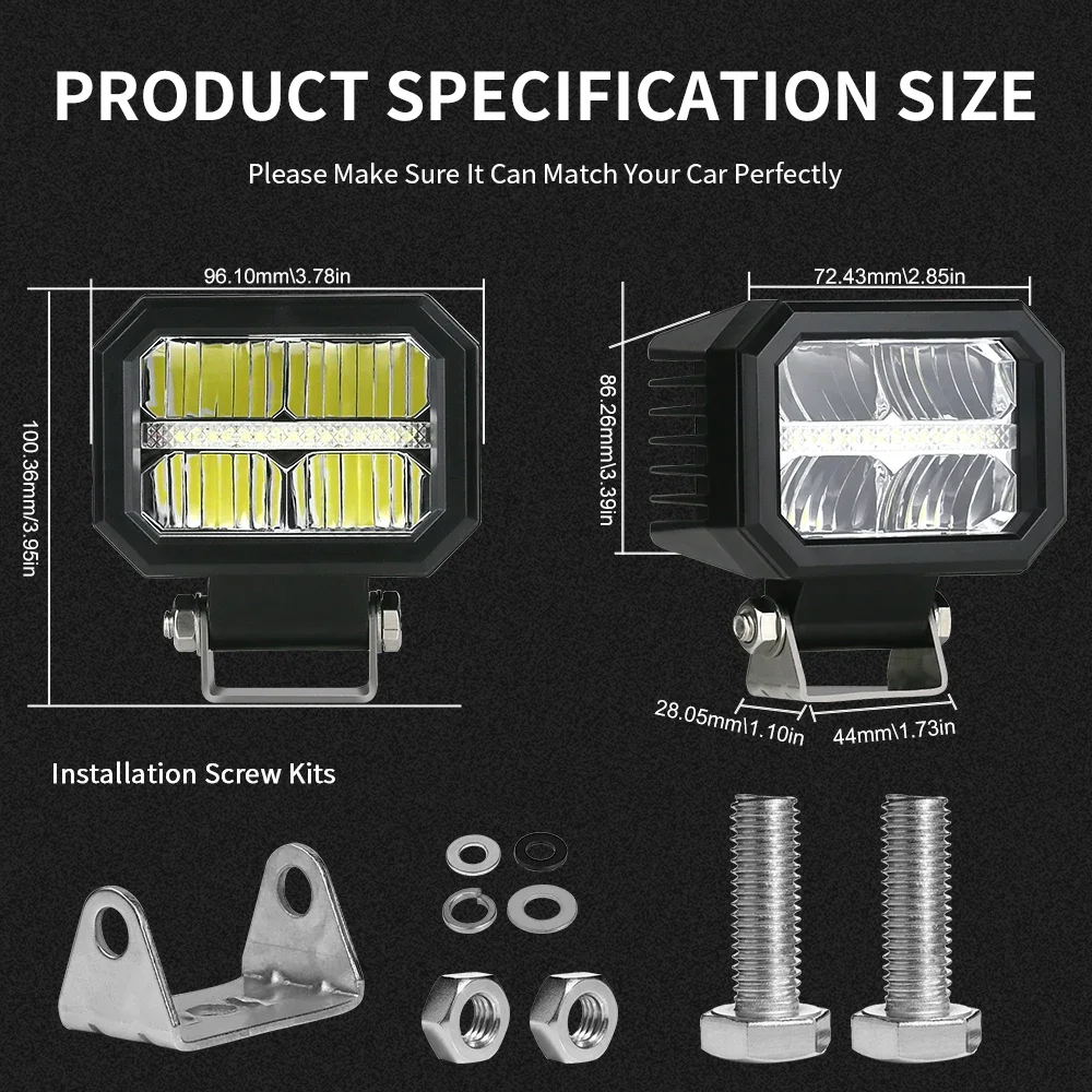 4-дюймовый рабочий свет квадратный прожектор комбинированный противотуманный