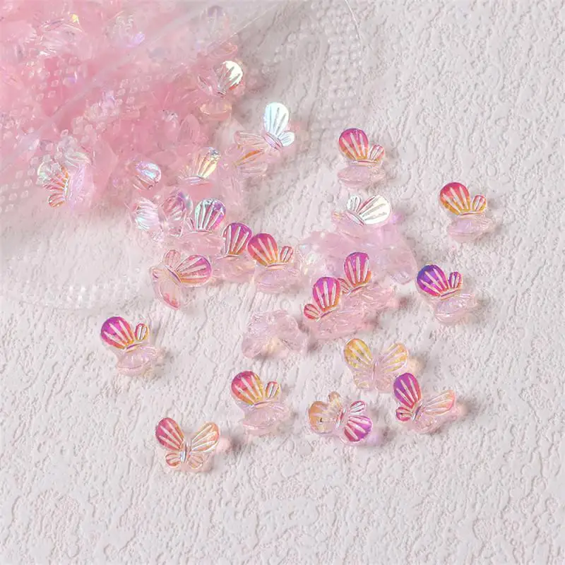 

Разноцветные аксессуары для ногтей, миниатюрные ювелирные изделия Ins, маленькая свежая фея, Аврора, Розовая Круглая бабочка, украшение для ногтей