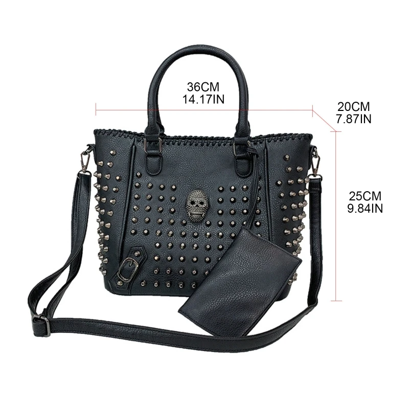 Женская сумка через плечо из искусственной кожи с черепом в стиле панк кошельком