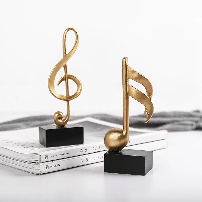 

Home Decor Accessories Figurine Decorative Art Statuette Golden Musical Note Handicraft Living Room Wine Cabinet Desk Ornaments