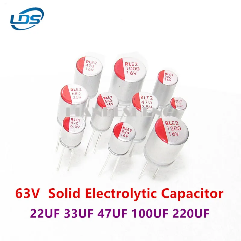 

10PCS DIP Solid Electrolytic Capacitor 63V 22UF 33UF 47UF 100UF 220UF