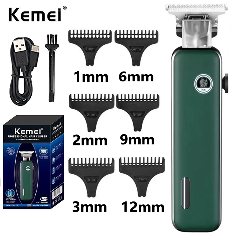 Kemei-5098 Professional Barber Hair Trimmer T-blade Dry-shaving Fading Hair Clipper All-around Outlining Close-cutting Machine