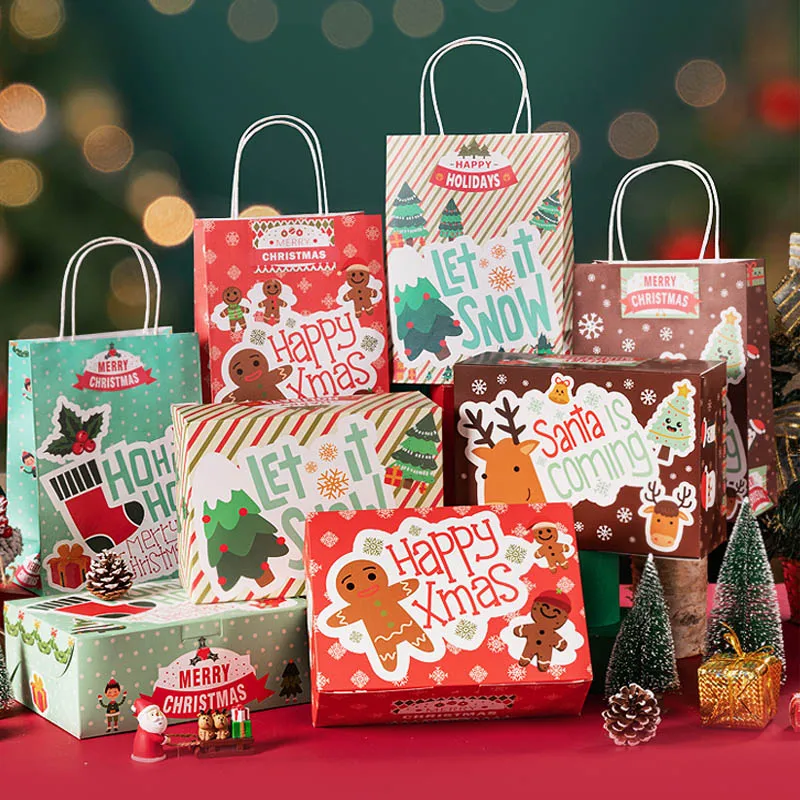 Es Diy Handmade Candy Snack Packaging Tote Bag Gingerbread Man Cookie Box Party Favors Decoration Supply