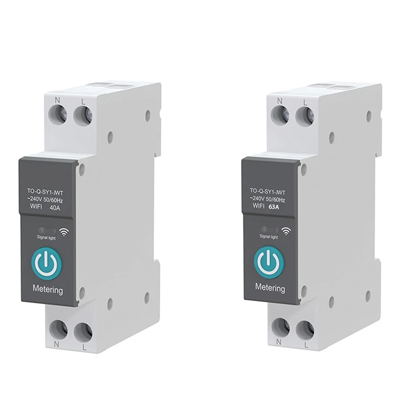 

Автоматический выключатель TUYA 1 шт., выключатель с поддержкой Wi-Fi для умного дома, с дистанционным управлением через приложение, DIN-рейка 1 P 40A